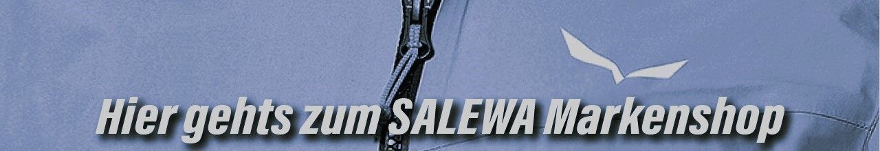 Detailaufnahme einer SALEWA Outdoorjacke mit Logo und Reißverschluss – Link zum SALEWA Markenshop.