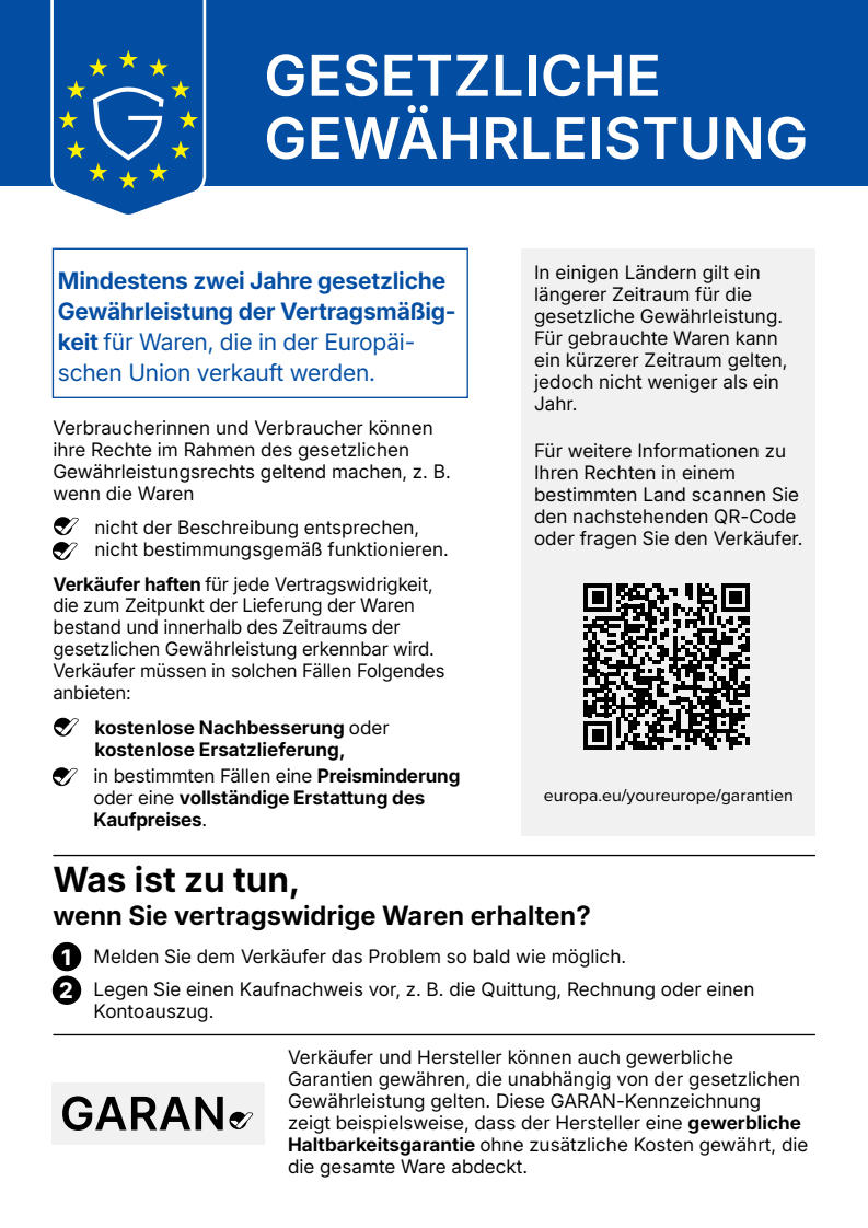 Gesetzlichen Gewährleistung