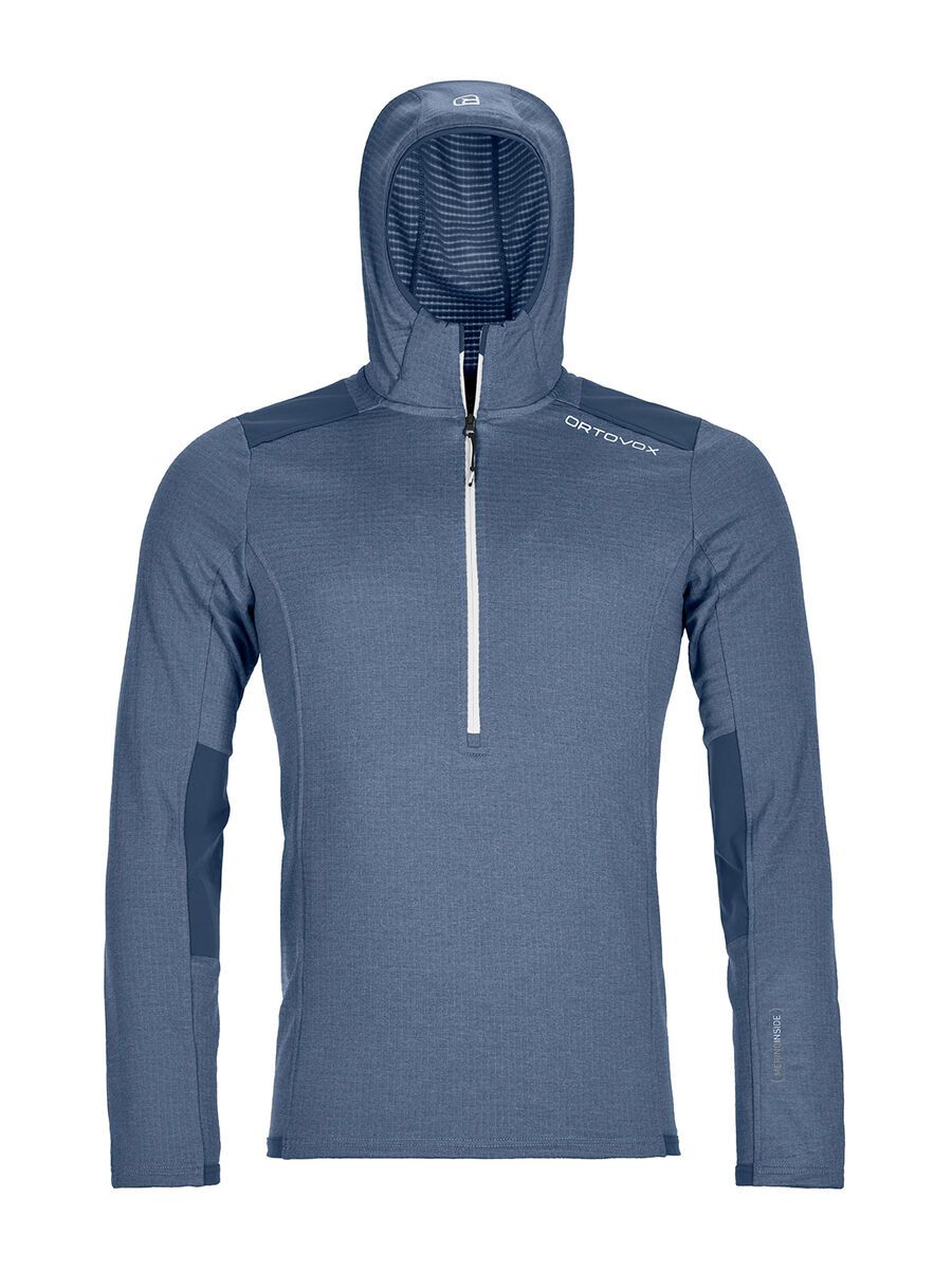 Ortovox Merino Fleece Light Grid Zip Neck Hoody M, night blue - Bild 1