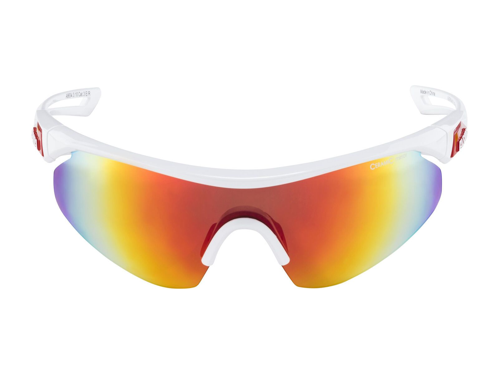 Alpina Nylos Shield, white-red/Lens: ceramic mirror red - Bild 3