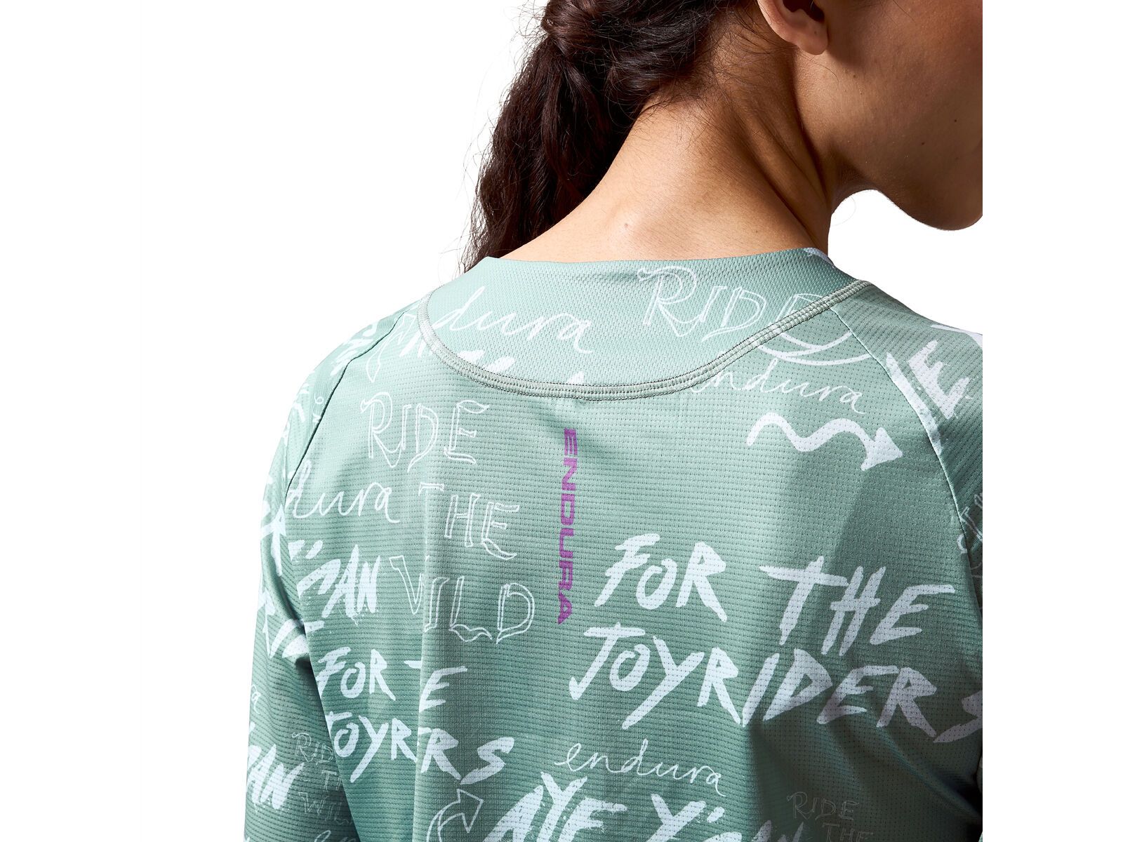 Endura Damen Singletrack Langärmeliges Bedrucktes T-Shirt, sage green - Bild 6