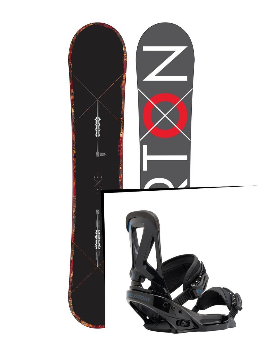 Set: Burton Custom X Wide 2015 + Burton Custom EST 2017, black - Snowboardset - Bild 1