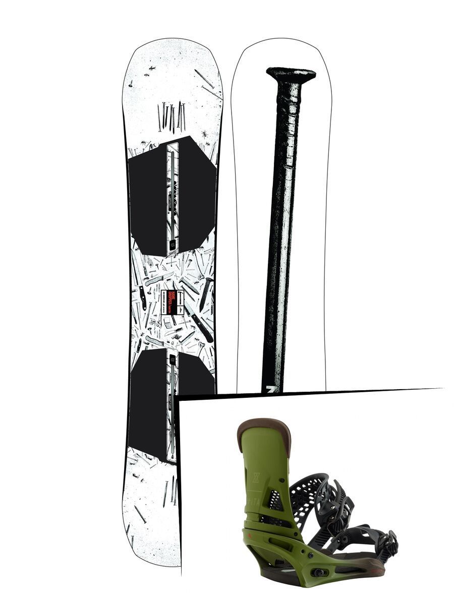 Set: Burton Name Dropper 2019 + Burton Malavita camp on green - Bild 1