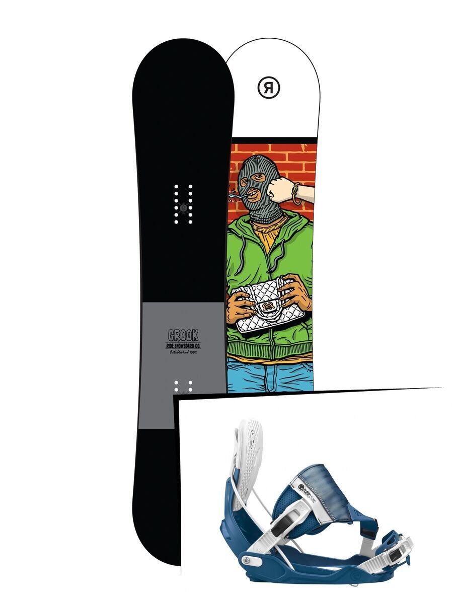 Set: Ride Crook 2017 + Flow Five Hybrid 2017, blue - Snowboardset - Bild 1