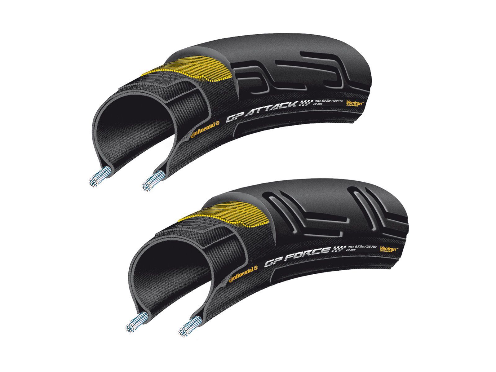 Continental Grand Prix Attack & Force VectranBreaker, 700C, Set VR/HR, black - Bild 3