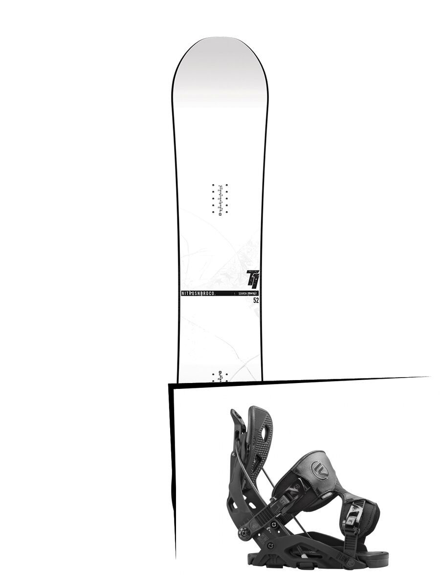 Set: Nitro T1 2017 + Flow Fuse 2016, black - Snowboardset - Bild 1