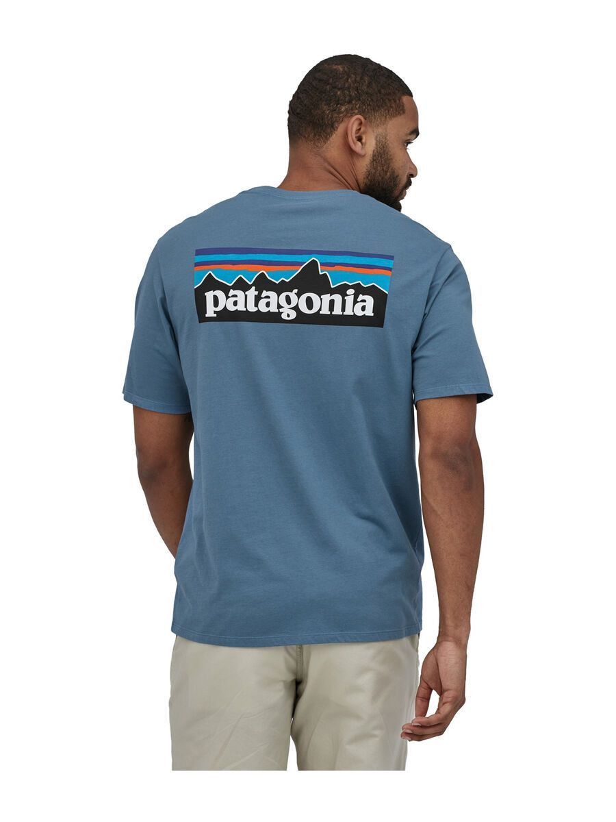 Patagonia Men's P-6 Logo Organic T-Shirt, pigeon blue - Bild 4