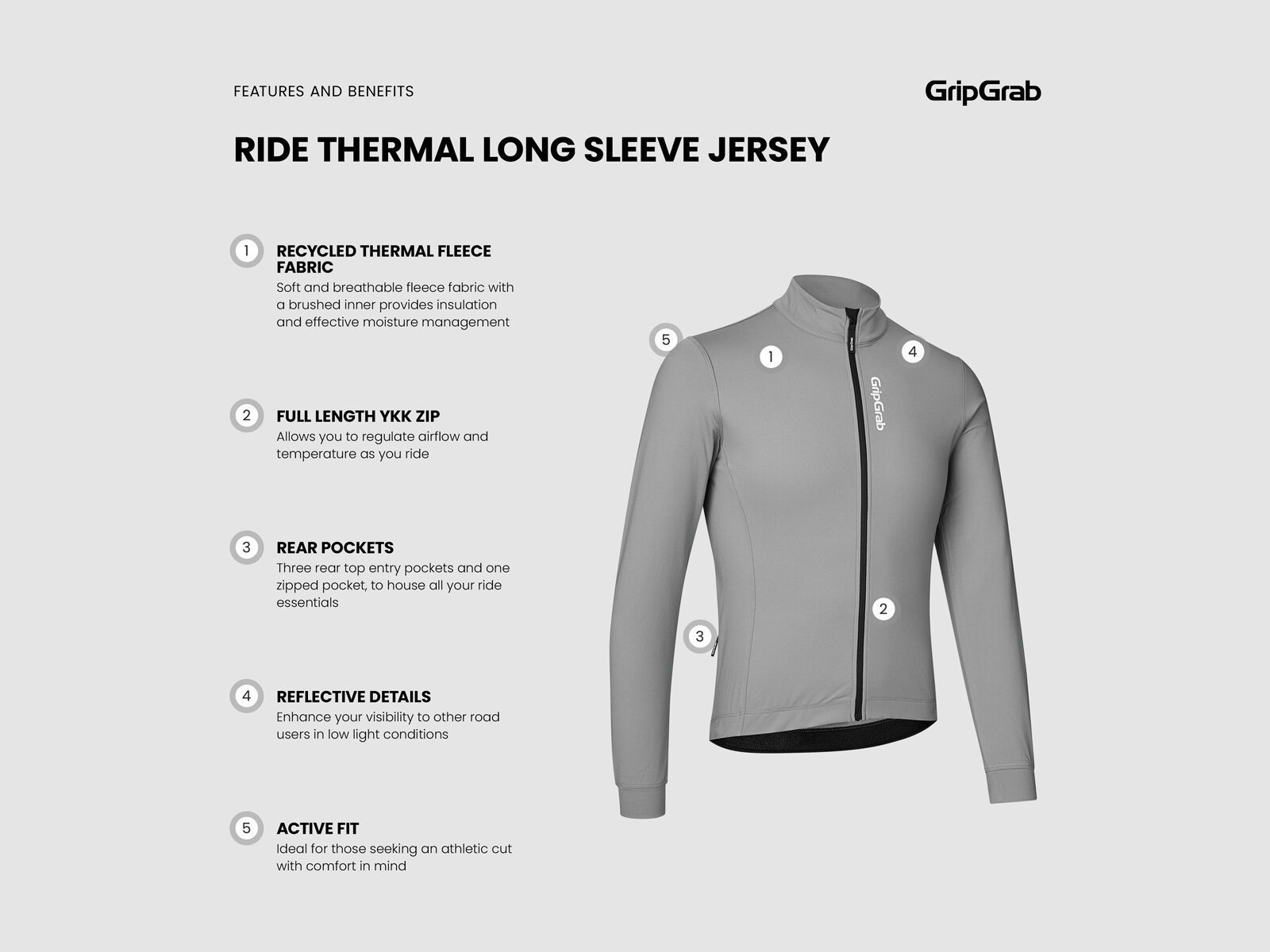 GripGrab RIDE Thermal Long Sleeve Jersey, grey - Bild 9
