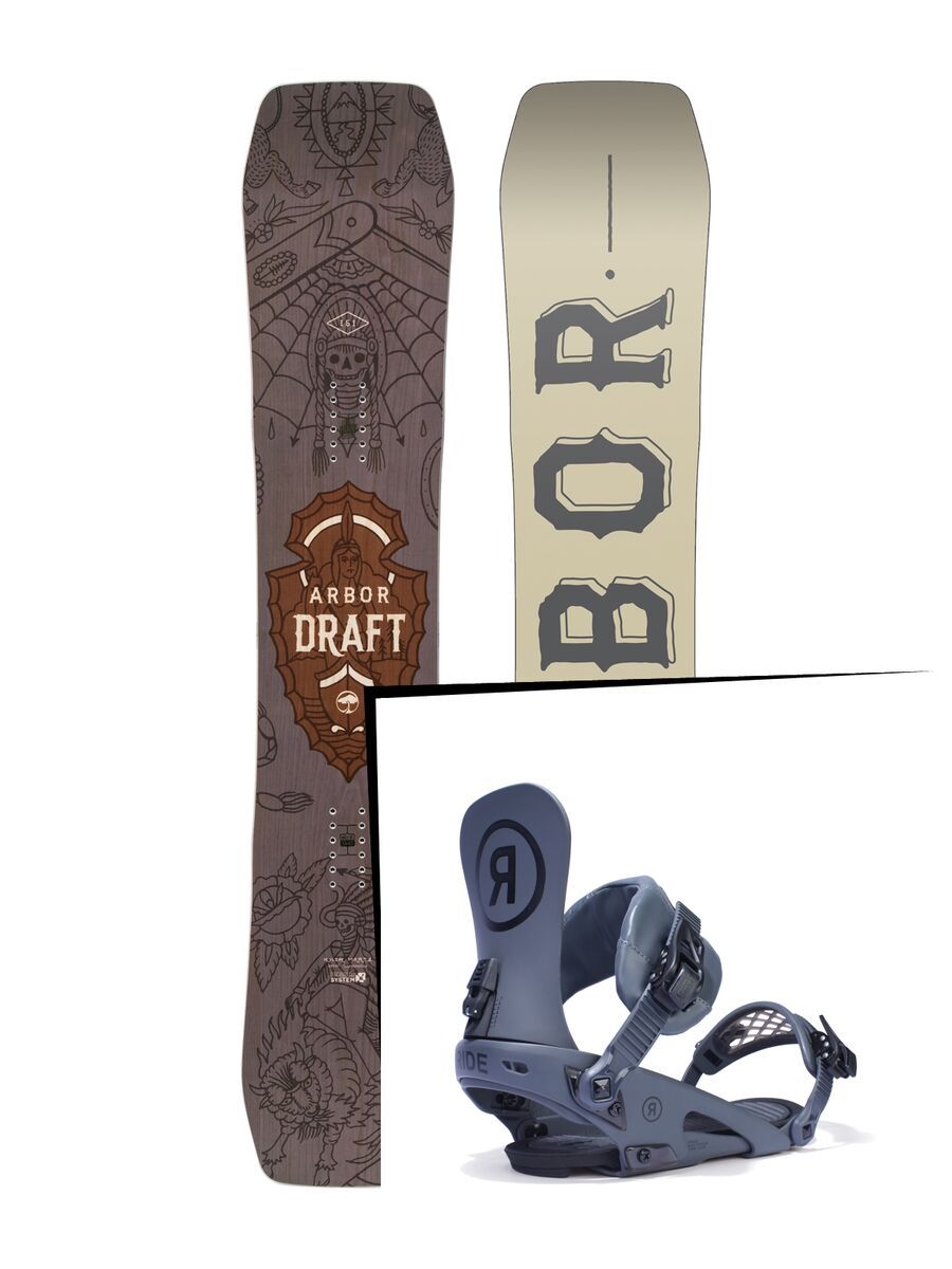 Set: Arbor Draft 2017 + Ride Rodeo, grey - Snowboardset - Bild 1