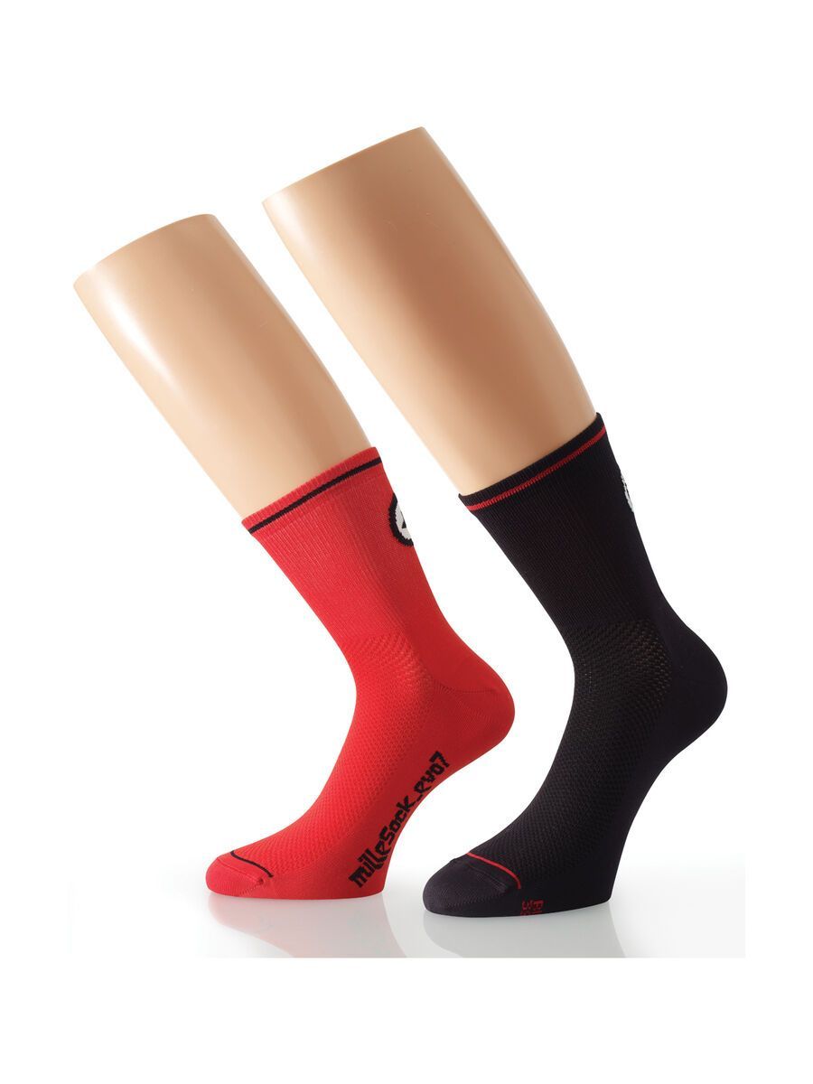 Assos milleSocks evo7 2 pairs, national red/block black - Bild 1