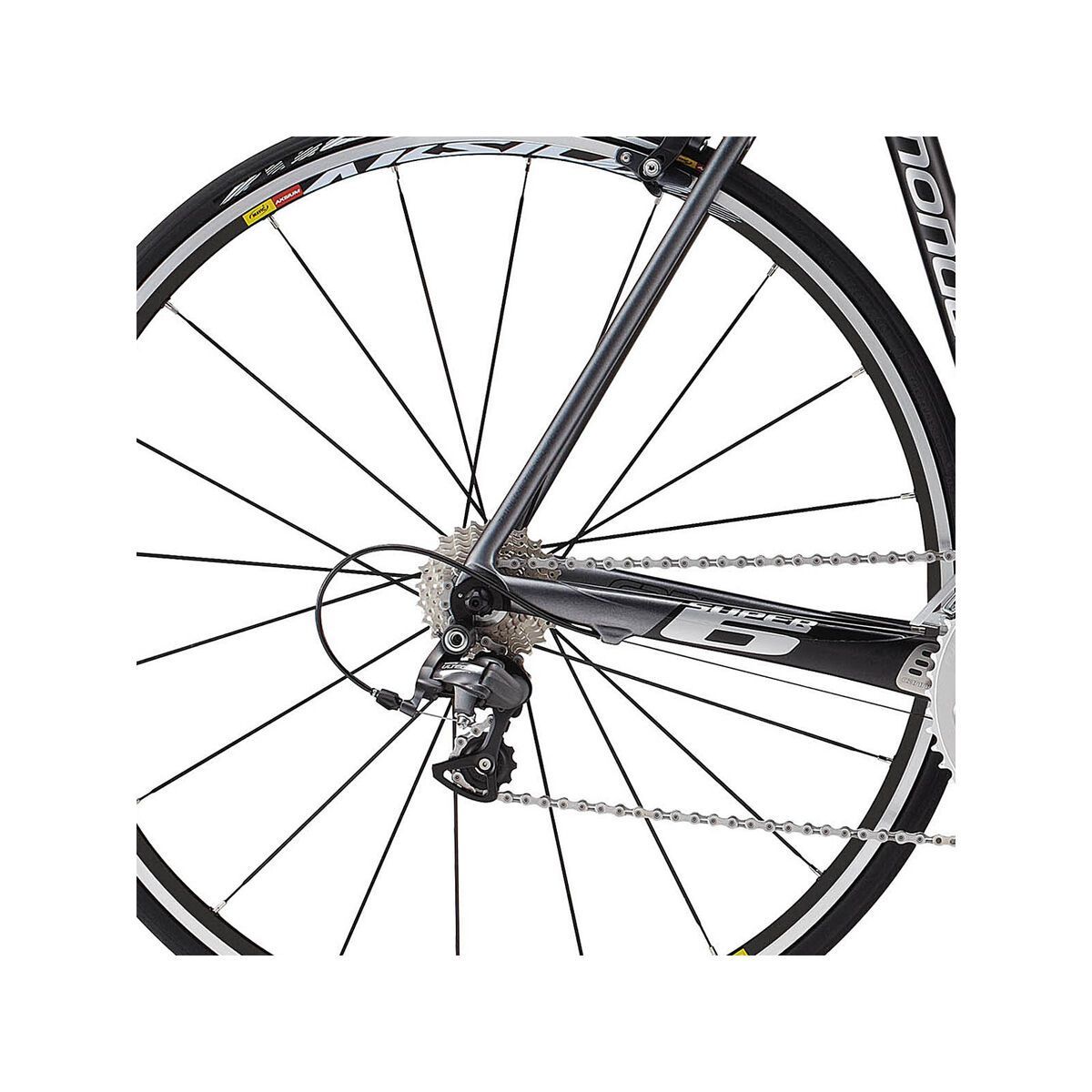 Cannondale Super Six SuperSix 3 Ultegra Compact, jet black w/ charcoal gray and fine silver accents matte - Bild 3