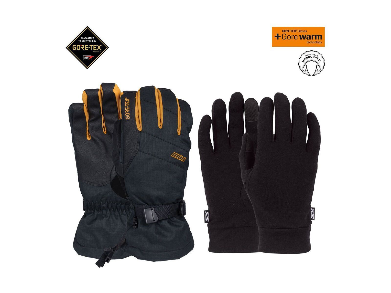 POW Gloves Warner Gore-Tex Long Glove + Merino Liner, tobacco - Bild 3