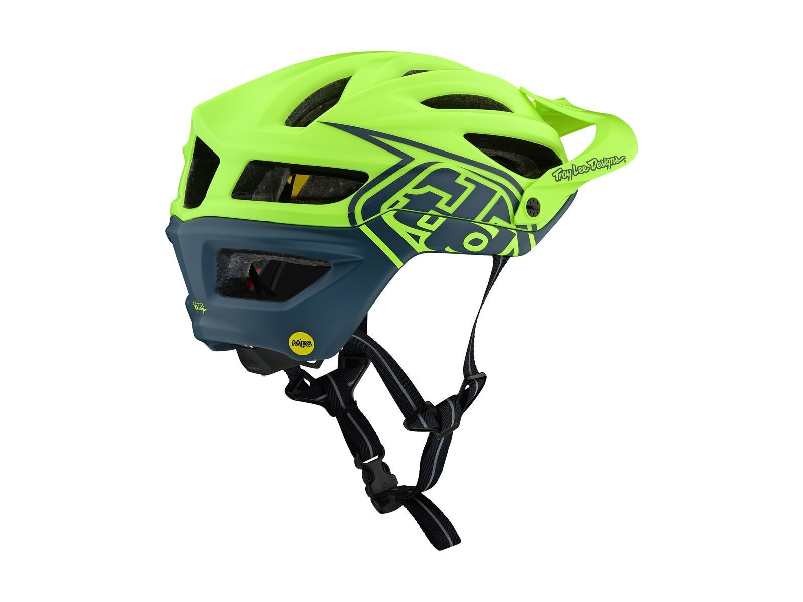 TroyLee Designs A2 Decoy Helmet MIPS, flo yellow/air force blue - Bild 2