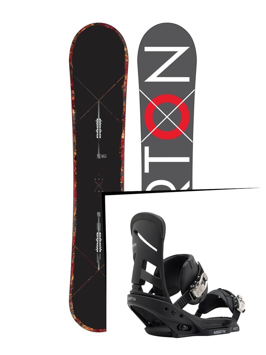 Set: Burton Custom X Wide 2015 + Burton Mission EST 2017, black - Snowboardset - Bild 1