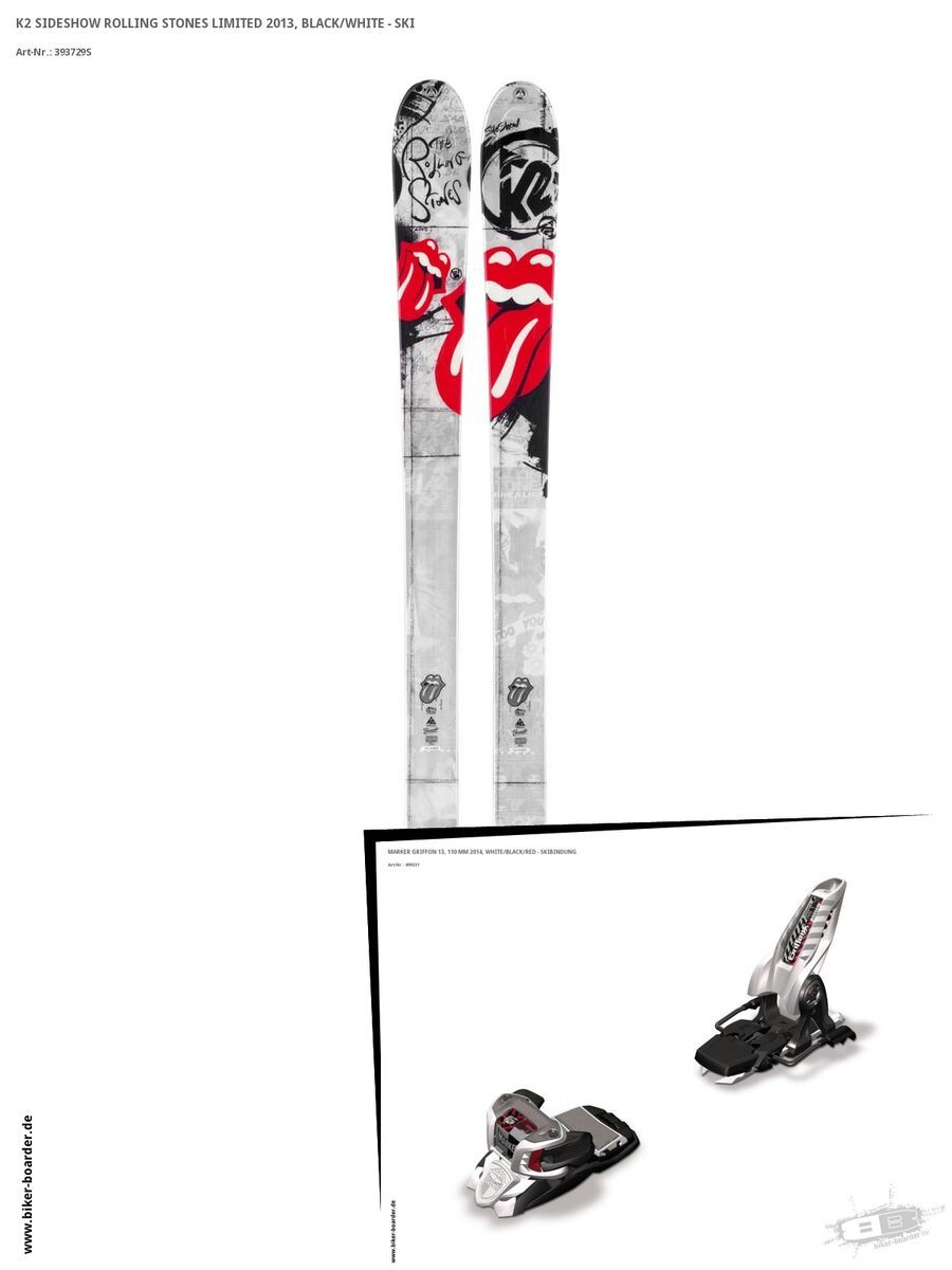 K2 SKI Set: Sideshow Rolling Stones Limited 2013 + Marker Griffon 13 - Bild 1