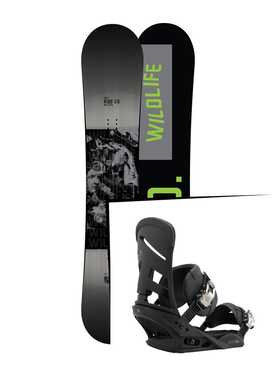 Set: Ride Wild Life 2017 + Burton Mission 2017, black - Snowboardset - Bild 1
