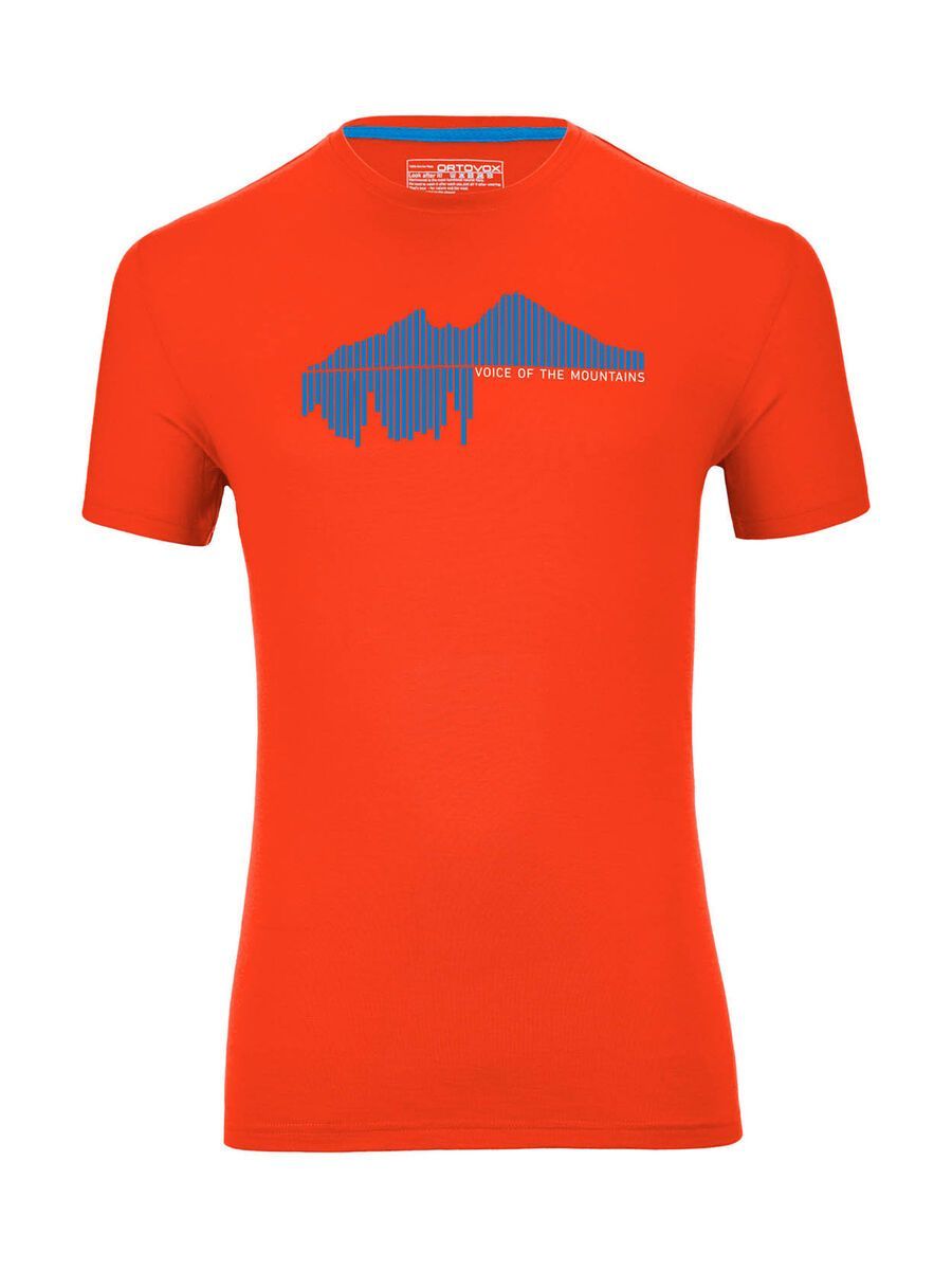 Ortovox Merino 185 Short Sleeve Print, crazy orange - Bild 1