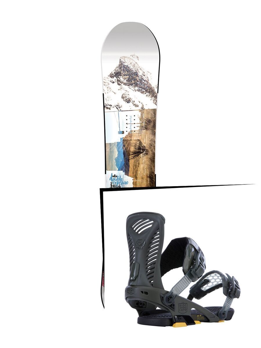 Set: Nitro Team Exposure Gullwing Wide 2017 + Ride Capo 2015, matte olive - Snowboardset - Bild 1