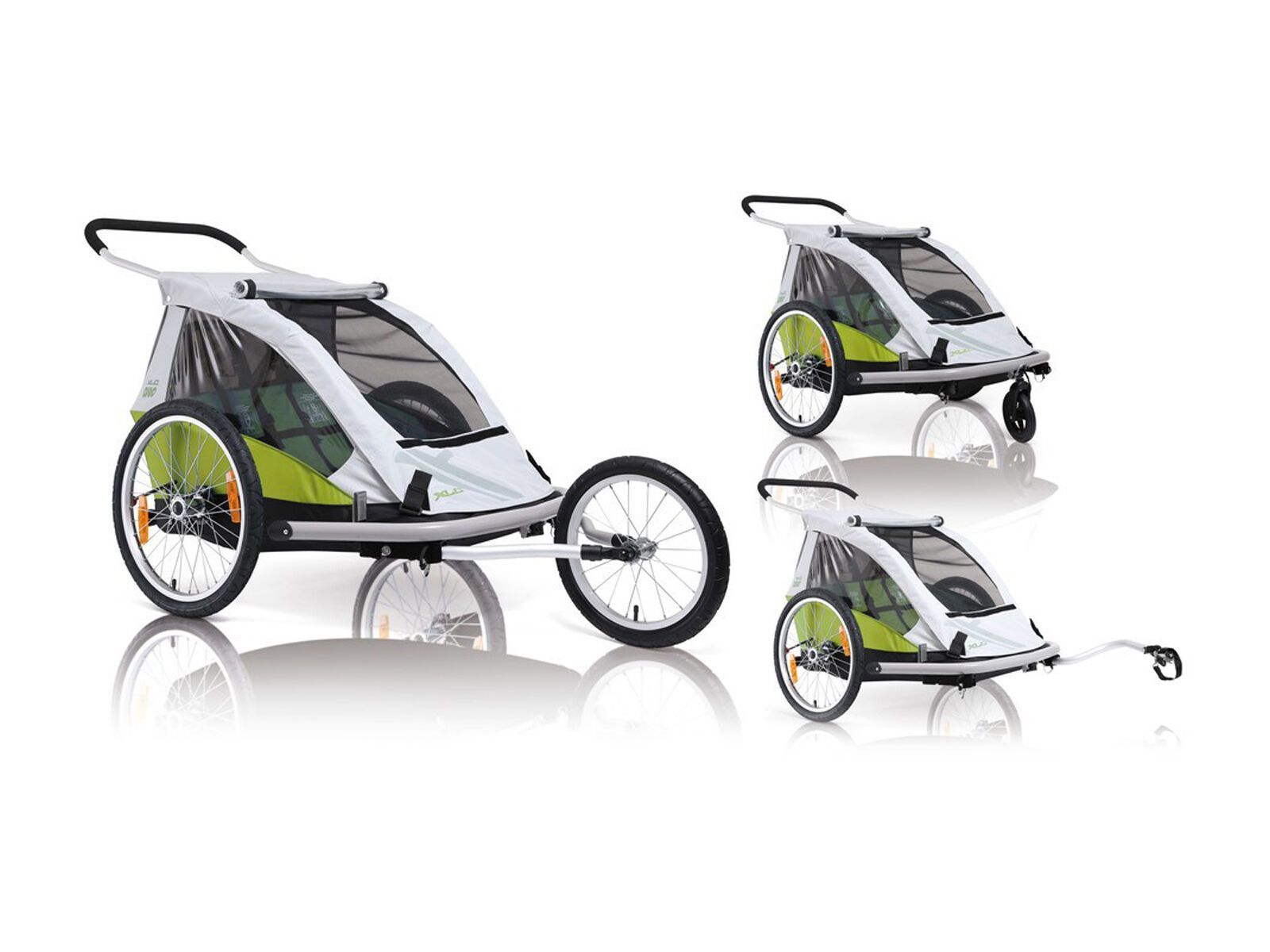 XLC Kinderanhänger Duo / 3-in-One, silber/limone - Bild 1