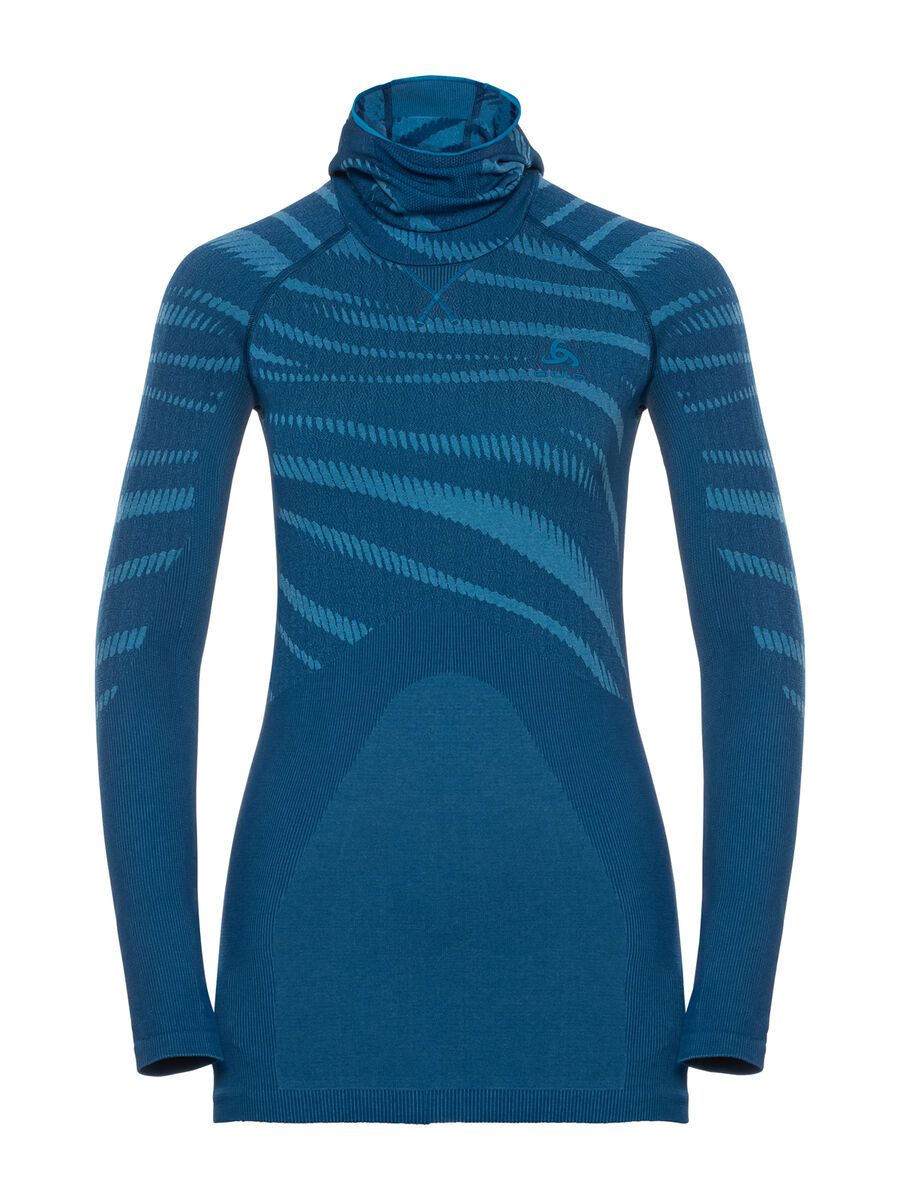 Odlo SUW Top Performance Blackcomb L/S w. Facemask, poseidon - turkish tile - diva pink - Bild 1