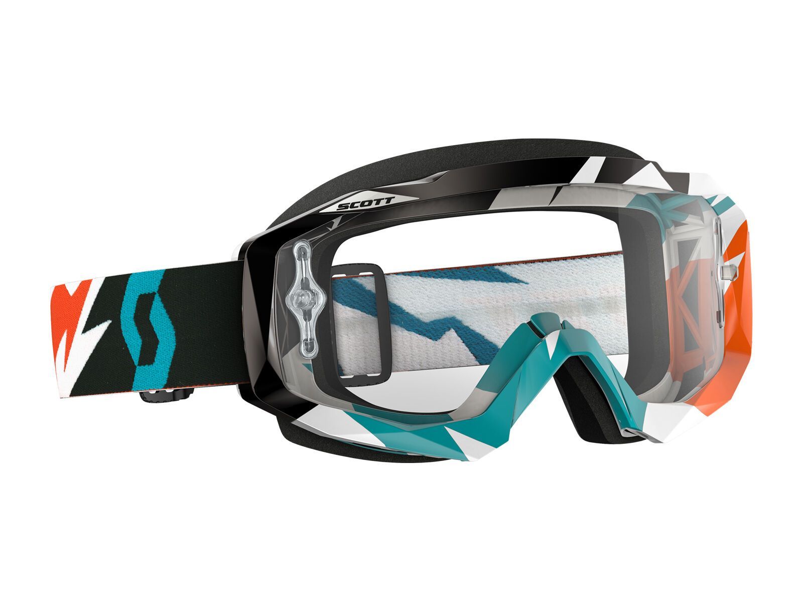 Scott Hustle MX, cracked orange/turquoise clear works - Bild 1