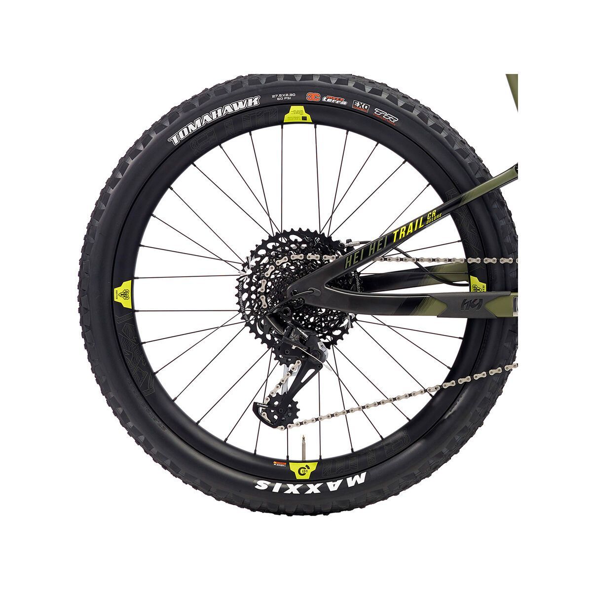 Kona Hei Hei Trail CR/DL 27.5, matt black & olive w/ black & yellow decals - Bild 5