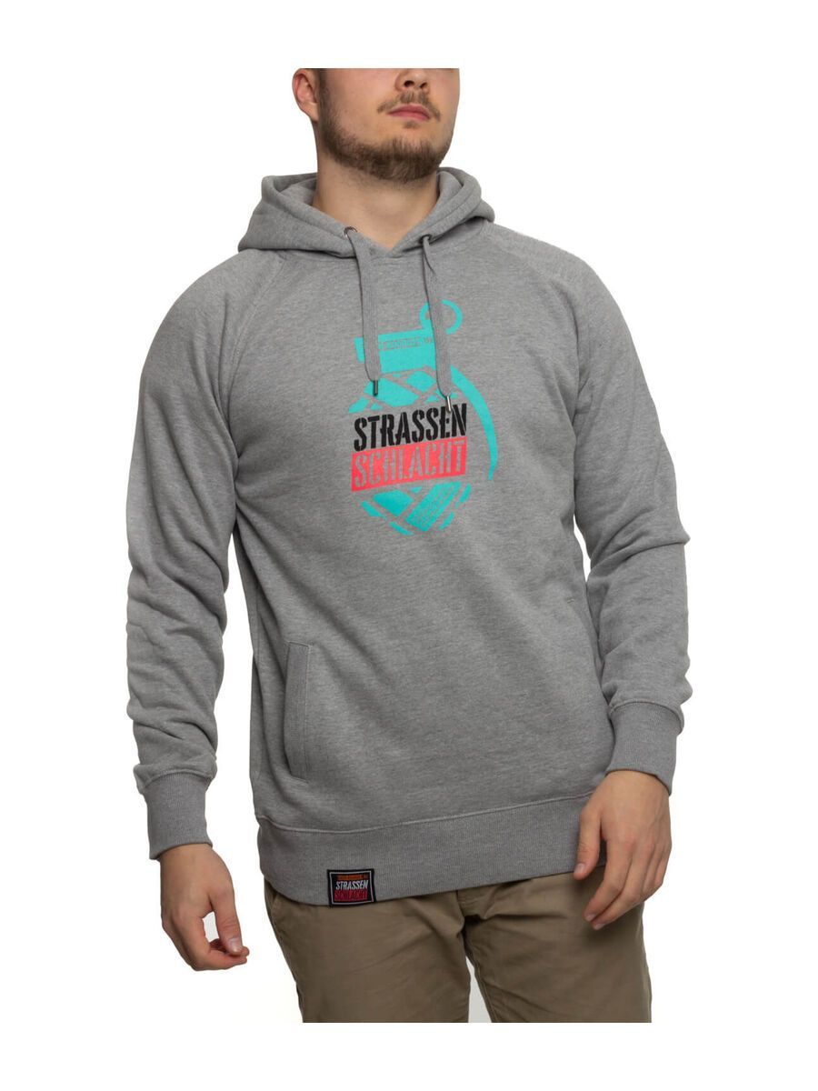 BIKER-BOARDER Strassenschlacht Hoodie Handgranate Unisex, grau - Bild 1