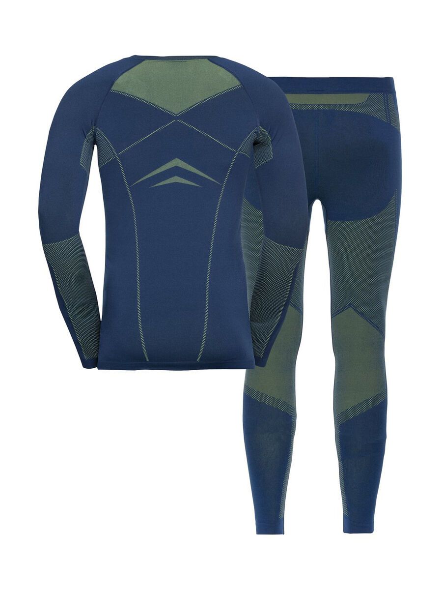 Odlo Men's Performance Evolution Warm Baselayer Set, estate blue/limeade - Bild 2