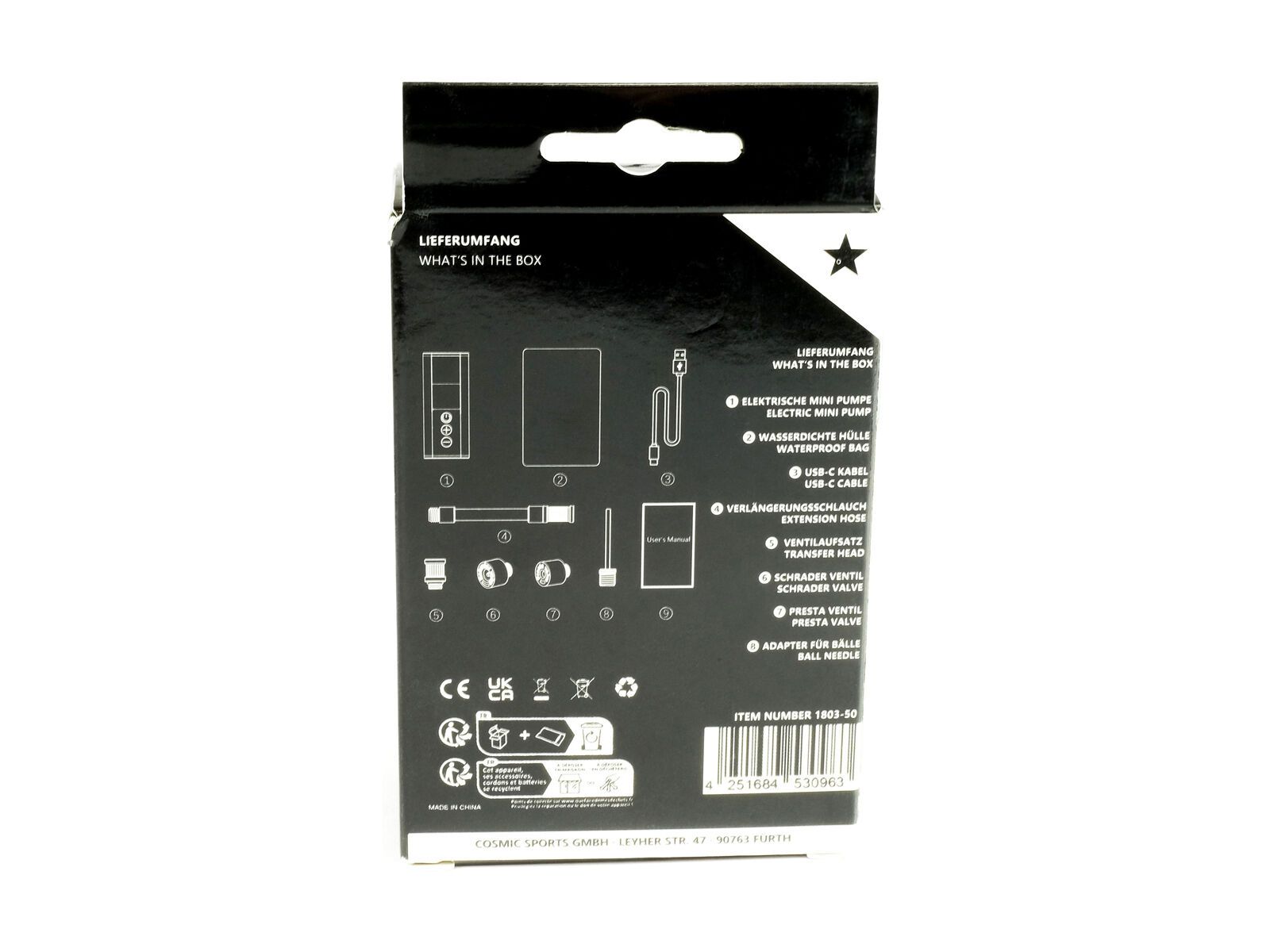 NG Sports Cawacawa elektrische Mini-Pumpe, black matte - Bild 8