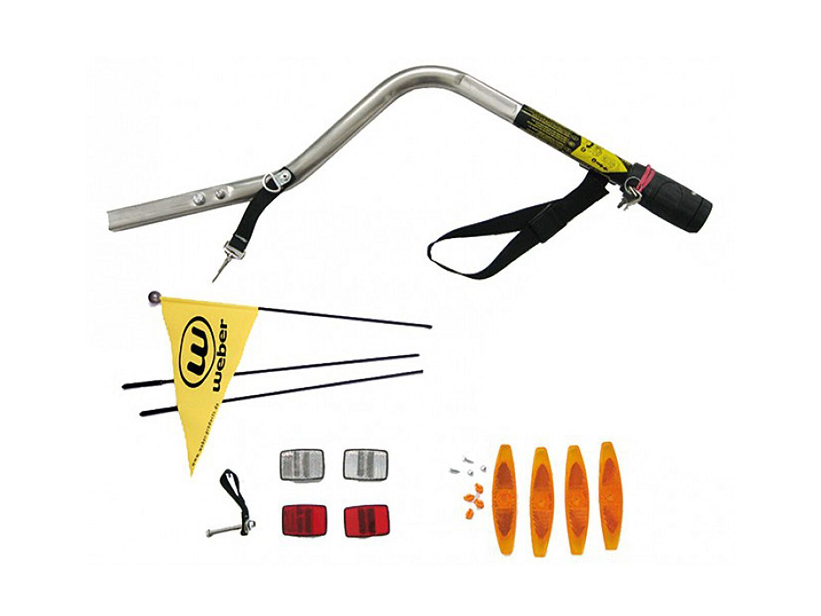 Weber Deichsel für Thule Chariot Fahrradanhänger mit Clicksystem mit Wimpel u. Reflektoren - Bild 1