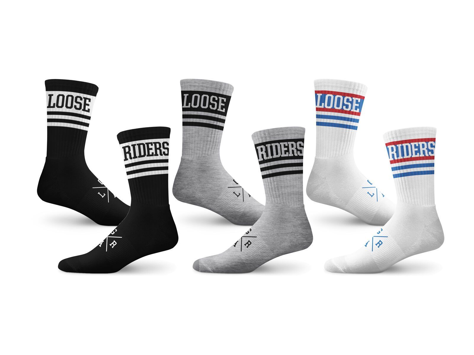 Loose Riders Cotton Socks 3-Pack Heritage, black/white/grey - Bild 1