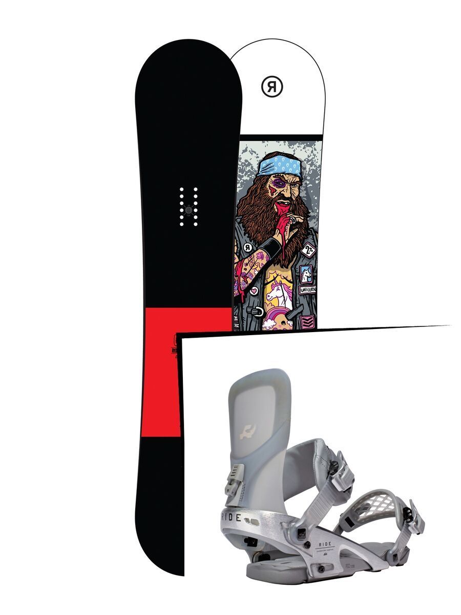 Set: Ride Crook Wide 2017 + Ride Rodeo LTD 2016, silver - Snowboardset - Bild 1