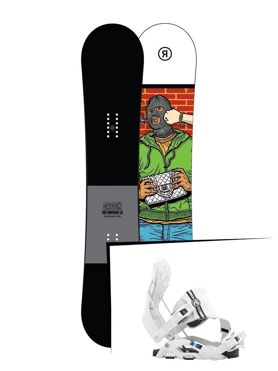 Set: Ride Crook 2017 + Flow Nexus Hybrid 2016, white - Snowboardset - Bild 1