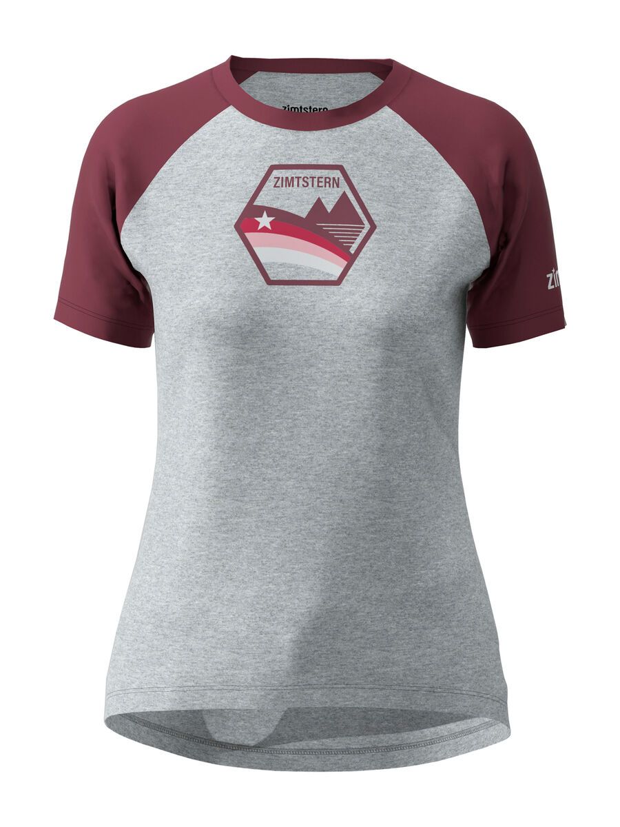 Zimtstern Bowz Tee Women’s, glacier grey melange/windsor wine - Bild 1