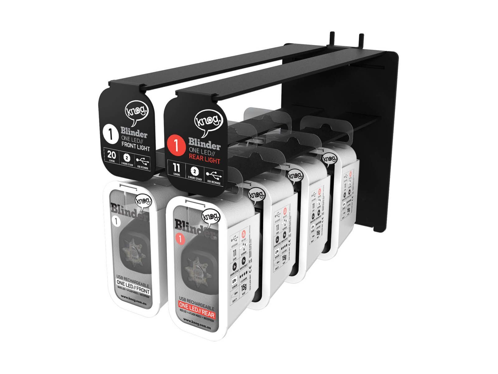 Knog Blinder 1 Cog Slatwall Display, schwarz - Bild 1