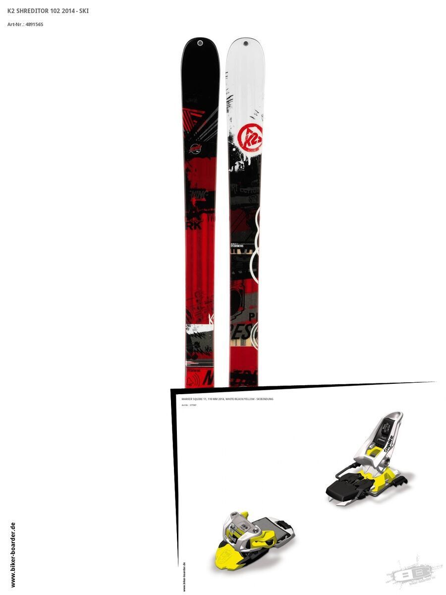 K2 SKI Set: Shreditor 102 2014 + Marker Squire 11 - Bild 1