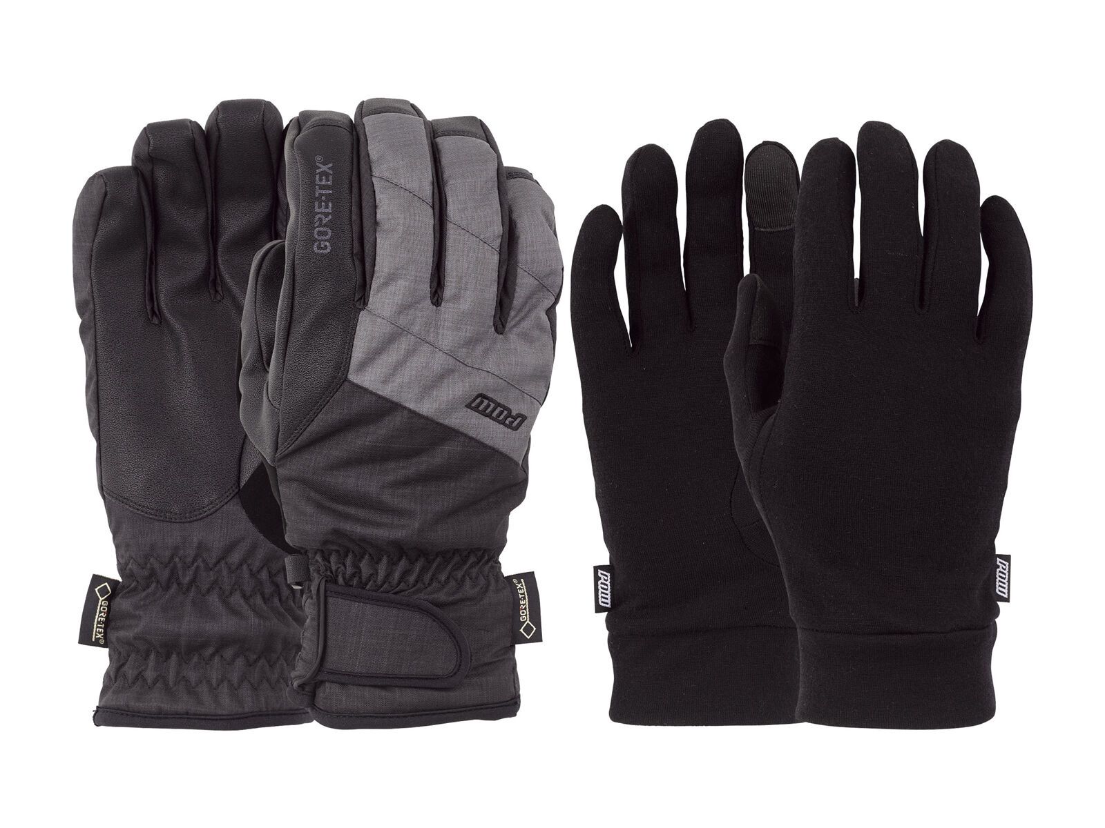 POW Gloves Warner Gore-Tex Short Glove + Merino Liner, charcoal - Bild 2