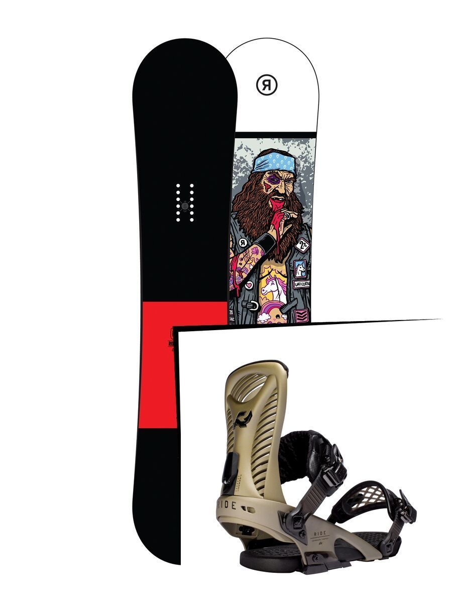 Set: Ride Crook Wide 2017 + Ride Capo 2016, gold - Snowboardset - Bild 1