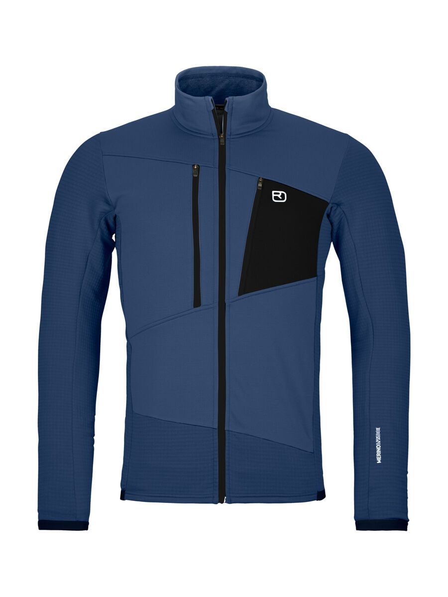 Ortovox Merino Fleece Grid Jacket M, blue nunatak - Bild 1