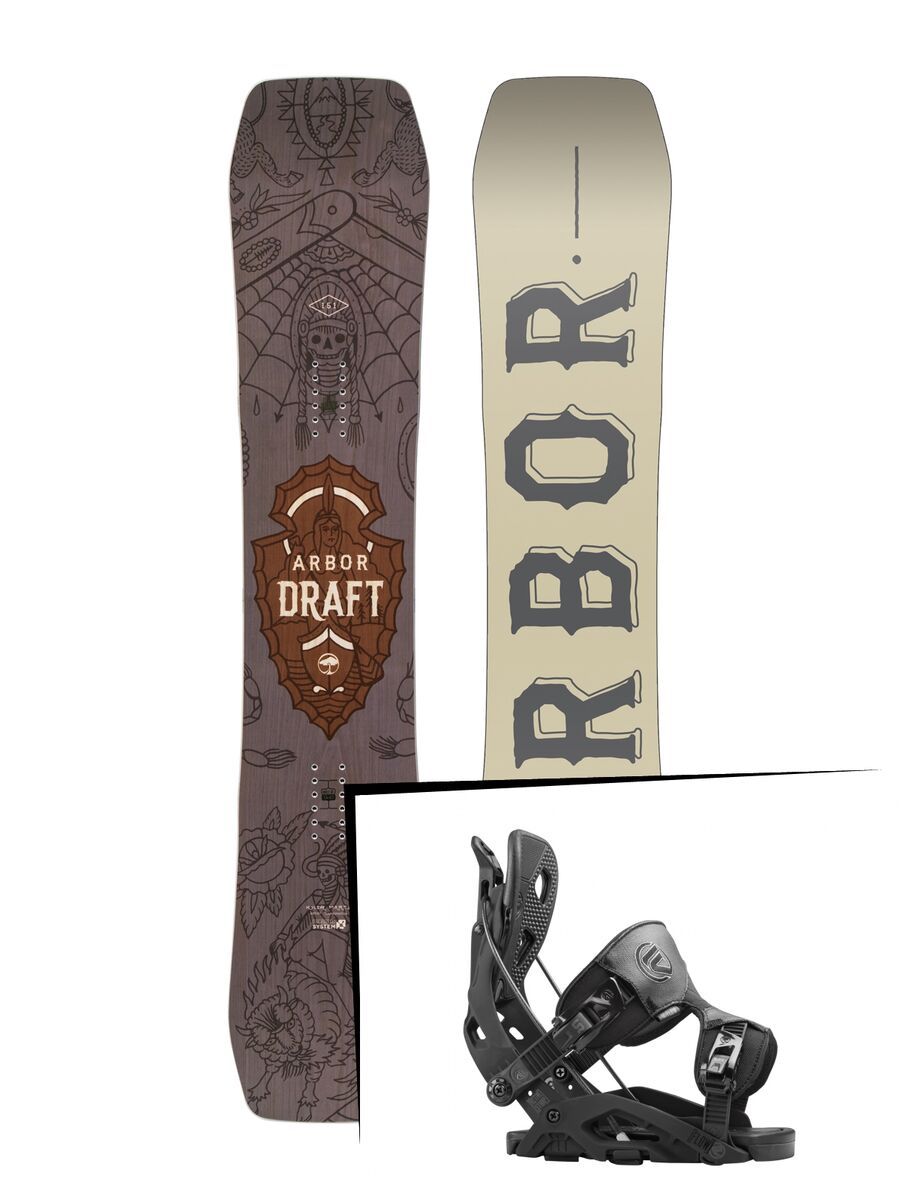 Set: Arbor Draft 2017 + Flow Fuse 2016, black - Snowboardset - Bild 1