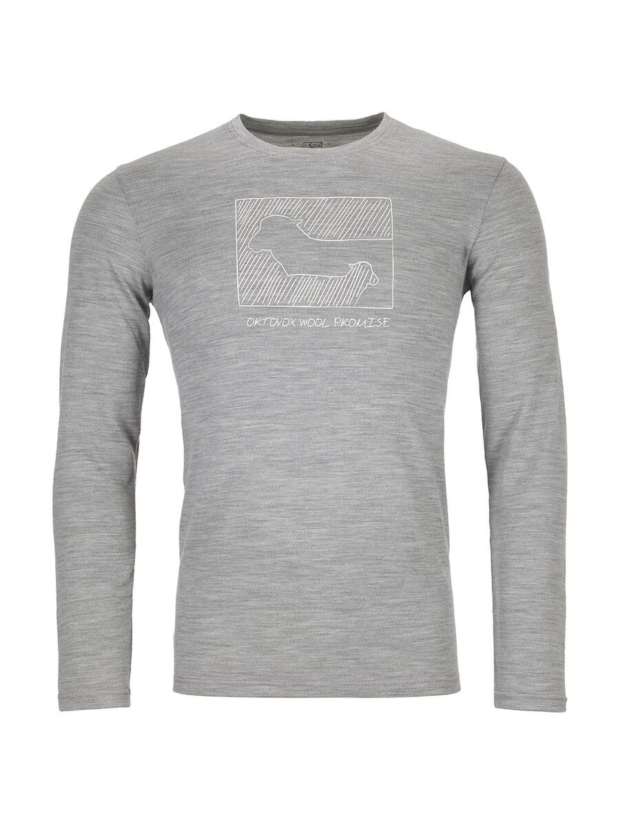 Ortovox 185 Merino Contrast Long Sleeve M, grey blend - Bild 1