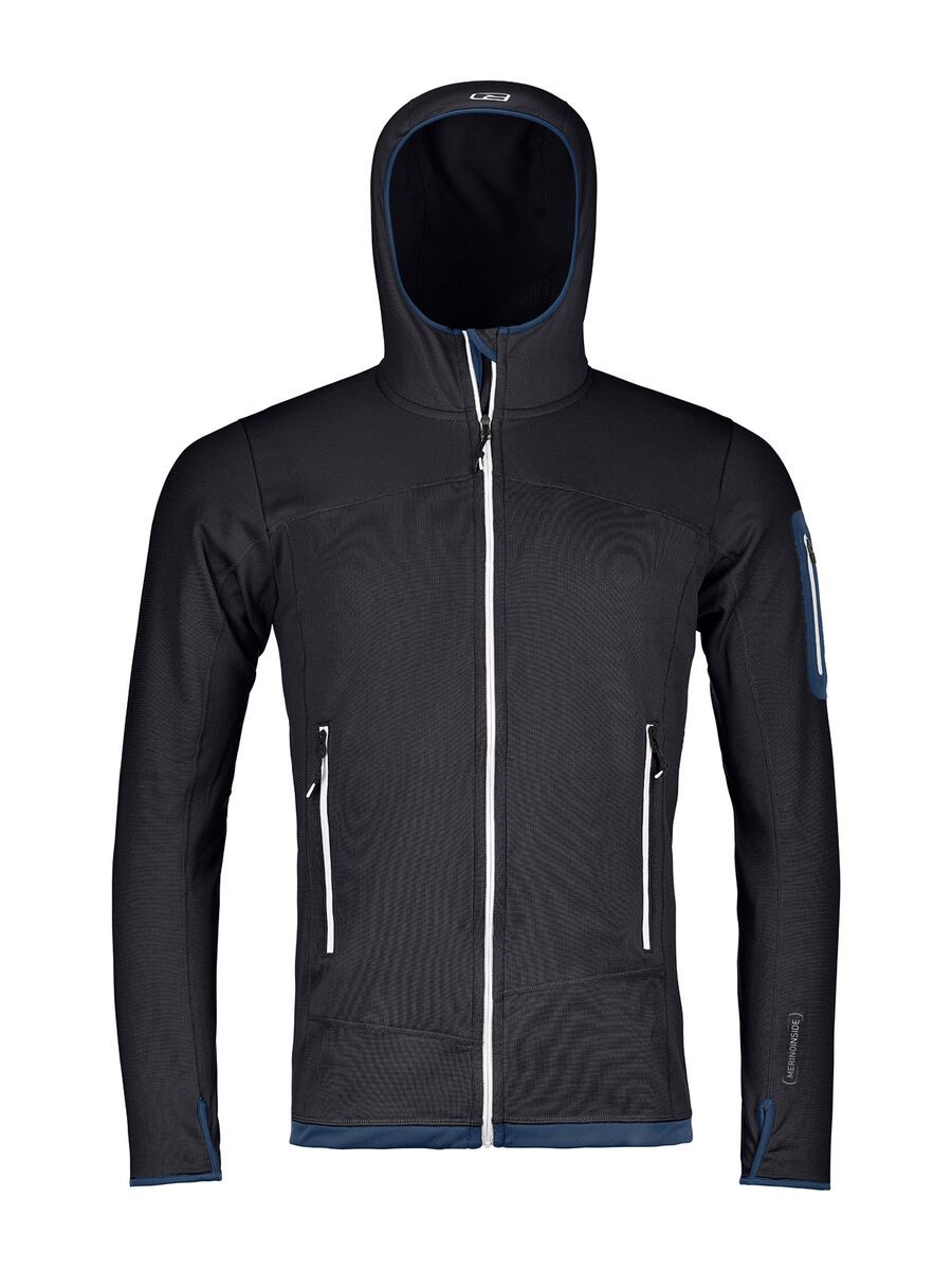 Ortovox Merino Fleece Light Hoody M, black raven - Bild 1