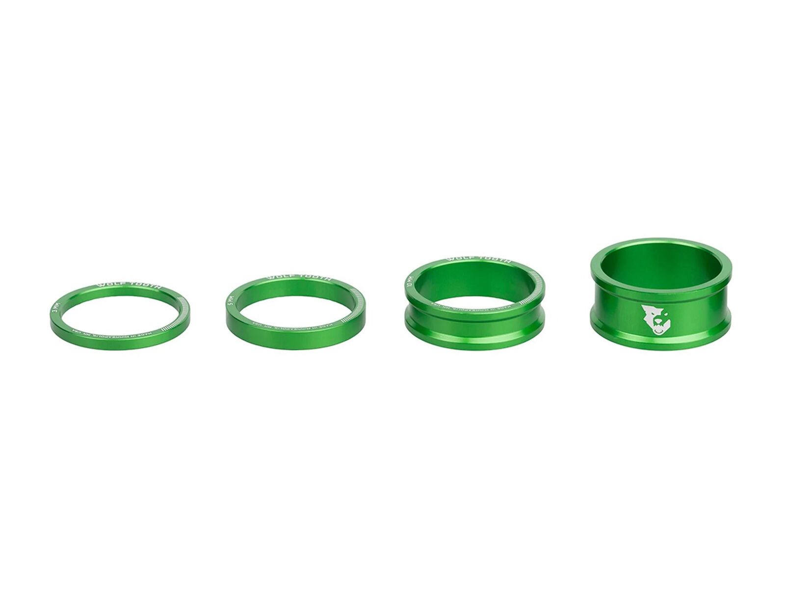 Wolf Tooth Precision Headset Spacers - 3/5/10/15 mm Kit, green - Bild 1