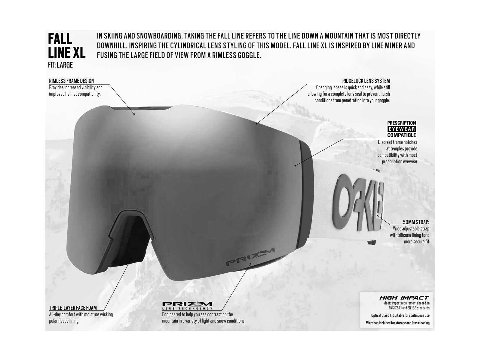 Oakley Fall Line XL Factory Pilot - Prizm Saphire Iridium, whiteout - Bild 6