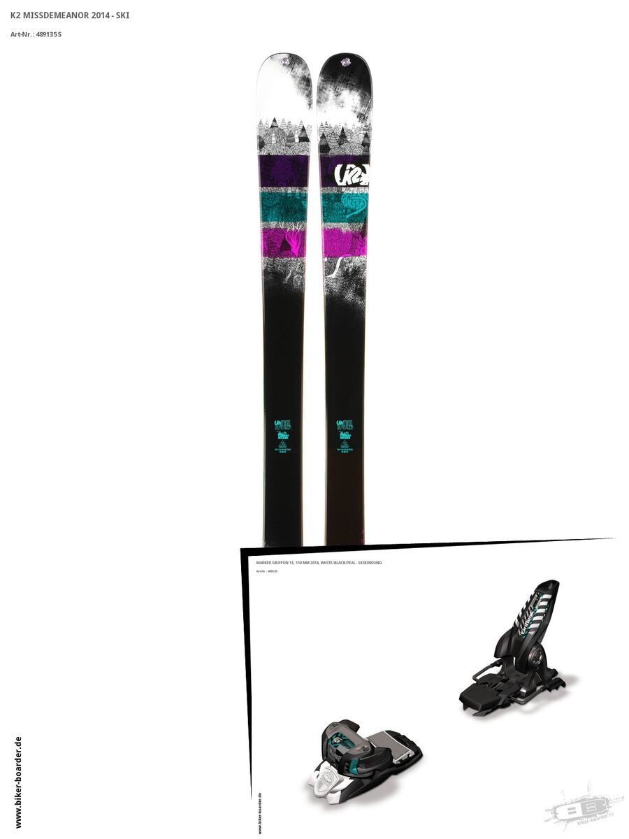 K2 SKI Set: MissDemeanor 2014 + Marker Griffon 13 - Bild 1