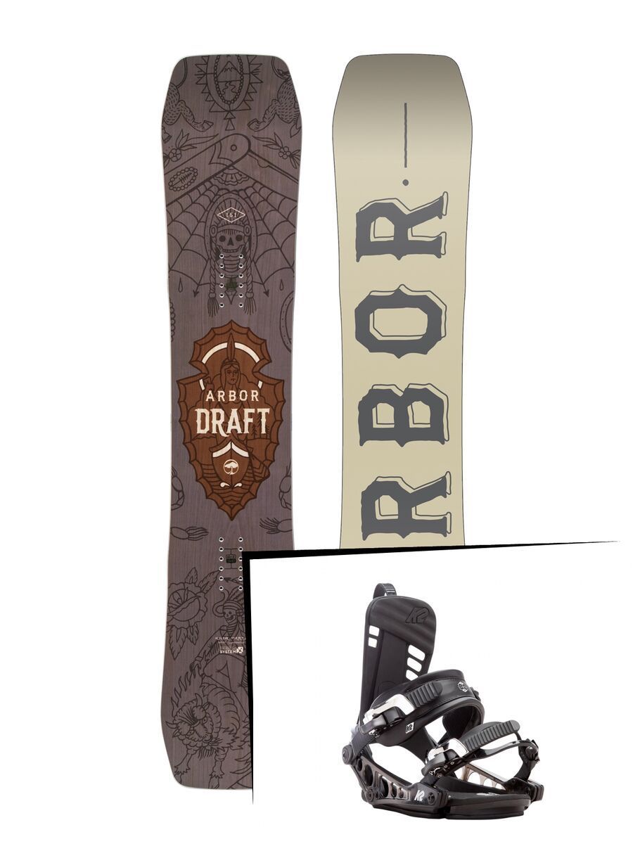 Set: Arbor Draft 2017 + K2 Cinch CTX 2017, black - Snowboardset - Bild 1