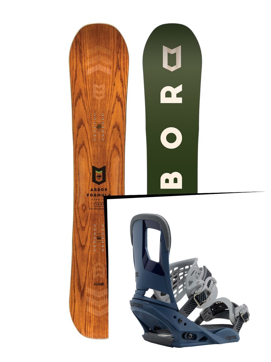 Set: Arbor Formula Premium Mid Wide 2017 + Burton Cartel 2017, blue steel - Snowboardset - Bild 1