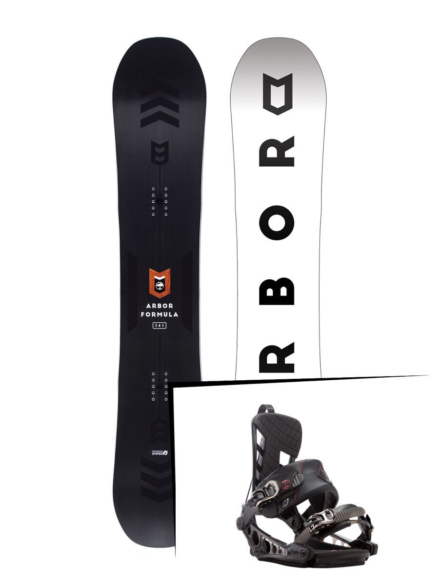 Set: Arbor Formula Mid Wide 2017 + K2 Cinch CTS 2017, black - Snowboardset - Bild 1