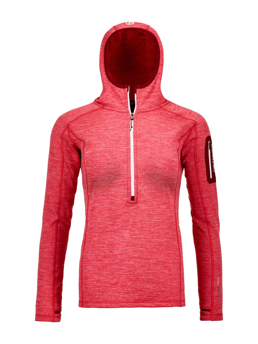 Ortovox Merino Fleece Light Melange Zip Neck W, hot coral - Bild 1