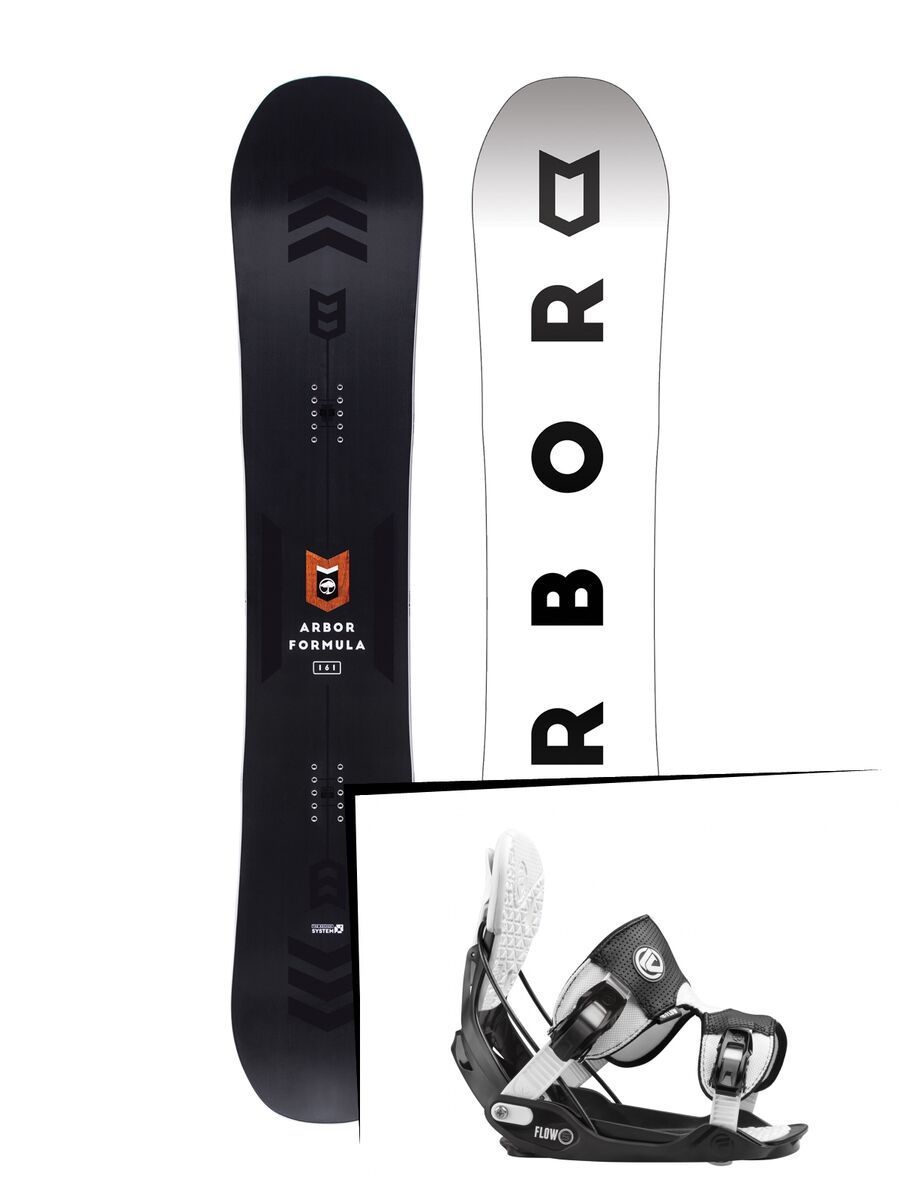 Set: Arbor Formula Mid Wide 2017 + Flow Five 2016, stormtrooper - Snowboardset - Bild 1